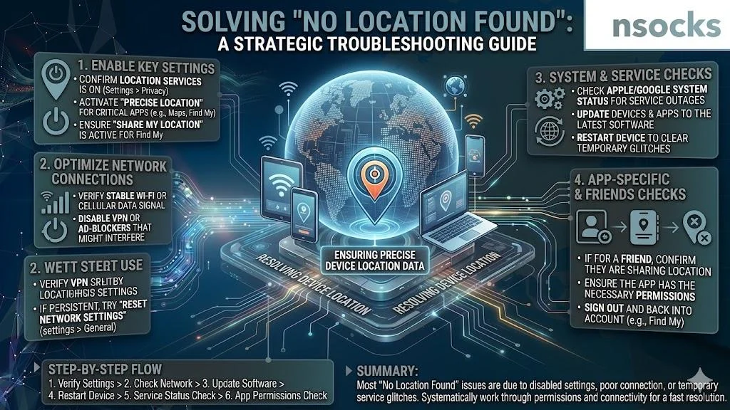 NSOCKS | Fixing the "No Location Found" error on iPhone